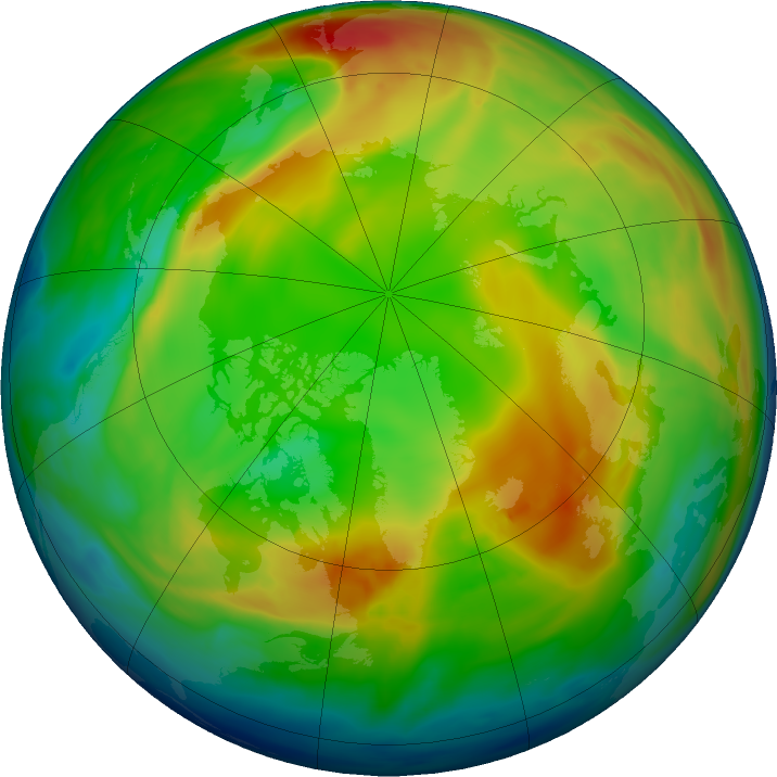 Arctic ozone map for 12 January 2017